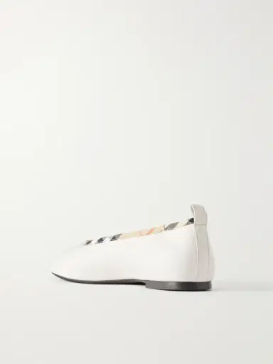 Burberry Check-trimmed Leather Ballet Flats | Thumbnail 3