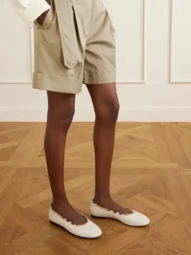 Burberry Check-trimmed Leather Ballet Flats | Thumbnail 4