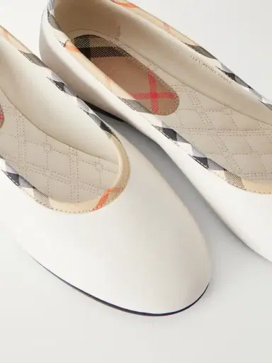 Burberry Check-trimmed Leather Ballet Flats | Thumbnail 5