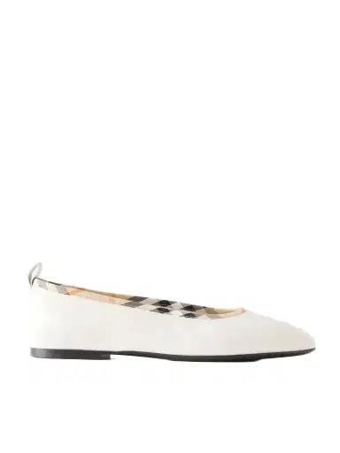 Burberry Check-trimmed Leather Ballet Flats | Thumbnail 1