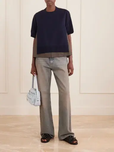 Sacai Layered Shell-trimmed Cotton And Cashmere-blend T-shirt | Thumbnail 2