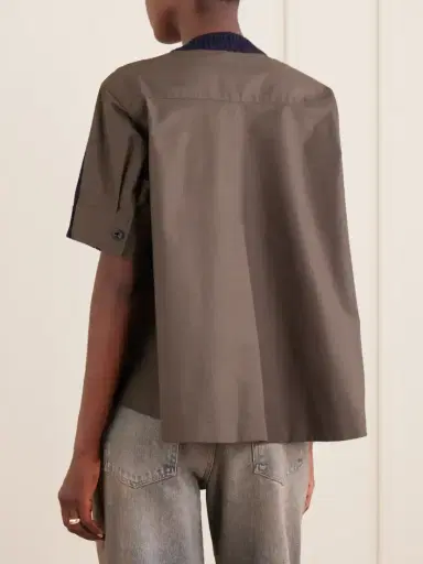 Sacai Layered Shell-trimmed Cotton And Cashmere-blend T-shirt | Thumbnail 4