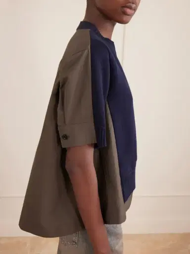 Sacai Layered Shell-trimmed Cotton And Cashmere-blend T-shirt | Thumbnail 5