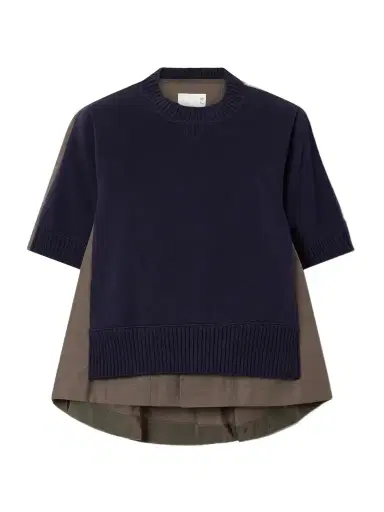 Sacai Layered Shell-trimmed Cotton And Cashmere-blend T-shirt | Thumbnail 1