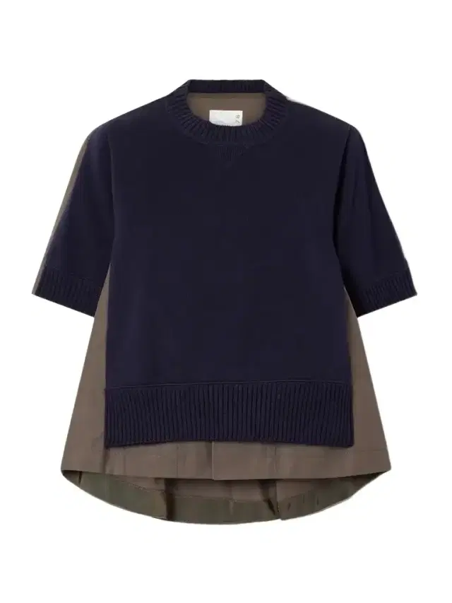 Sacai Layered Shell-trimmed Cotton And Cashmere-blend T-shirt
