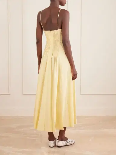 Staud Margi Ruffled Pleated Cotton-stretch Poplin Midi Dress | Thumbnail 3 Staud Margi Ruffled Pleated Cotton-stretch Poplin Midi Dress | Thumbnail 3