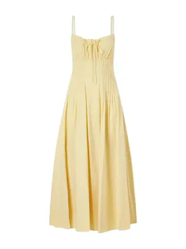 Staud Margi Ruffled Pleated Cotton-stretch Poplin Midi Dress | Thumbnail 1 Staud Margi Ruffled Pleated Cotton-stretch Poplin Midi Dress | Thumbnail 1