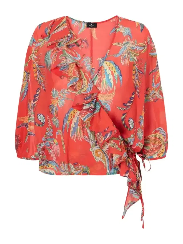 Etro Ruffled Printed Cotton Blouse
