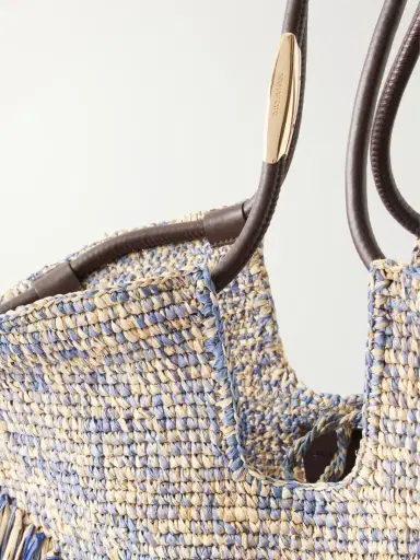 Zimmermann Goldentime Fringed Leather And Fabric-trimmed Raffia Medium Tote | Thumbnail 5