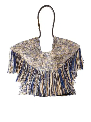 Zimmermann Goldentime Fringed Leather And Fabric-trimmed Raffia Medium Tote | Thumbnail 1