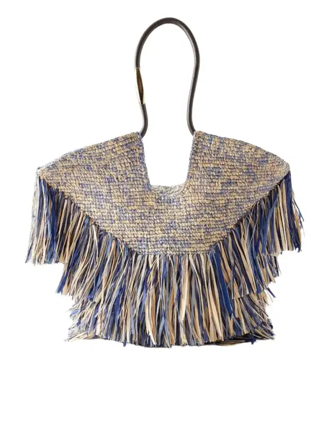 Zimmermann Goldentime Fringed Leather And Fabric-trimmed Raffia Medium Tote