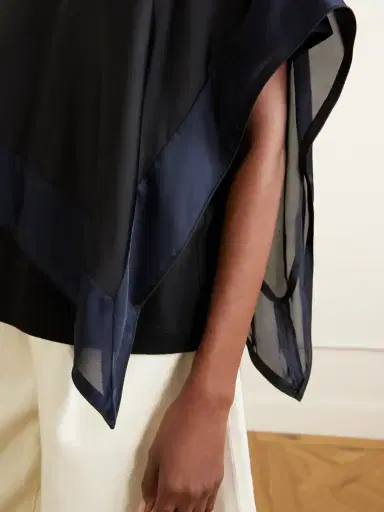 Sacai Layered Cotton-trimmed Satin Blouse | Thumbnail 4 Sacai Layered Cotton-trimmed Satin Blouse | Thumbnail 4