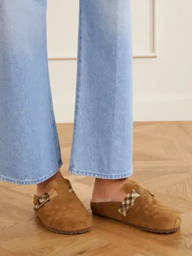 Burberry Shearling-trimmed Suede Clogs | Thumbnail 2 Burberry Shearling-trimmed Suede Clogs | Thumbnail 2