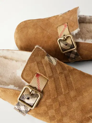 Burberry Shearling-trimmed Suede Clogs | Thumbnail 5 Burberry Shearling-trimmed Suede Clogs | Thumbnail 5