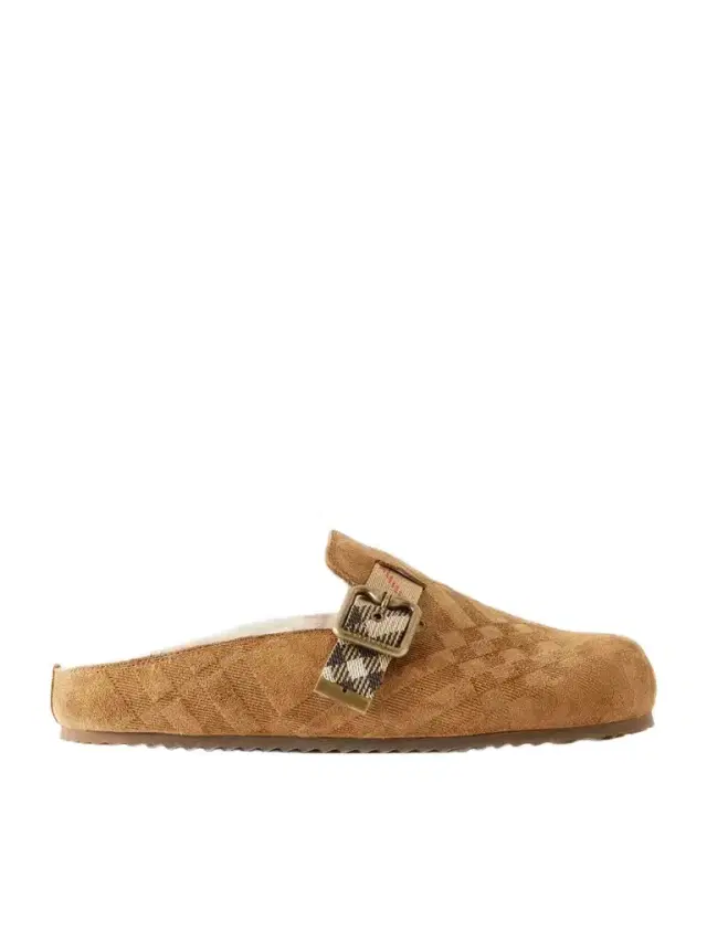 Burberry Shearling-trimmed Suede Clogs