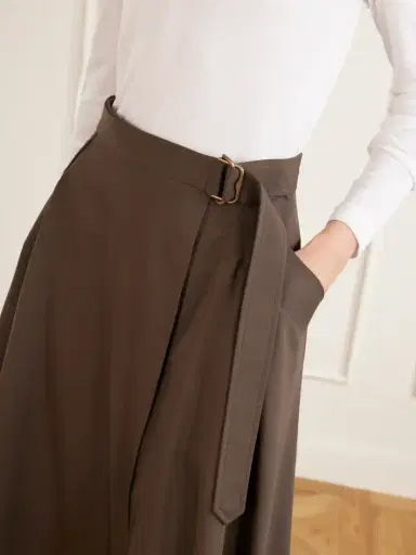 Burberry Belted Wool Gabardine Midi Skirt | Thumbnail 5 Burberry Belted Wool Gabardine Midi Skirt | Thumbnail 5
