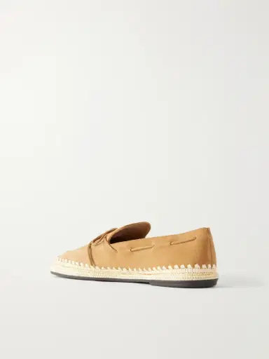 Tory Burch The Raffia Boaty Bow-detail Raffia-trimmed Suede Loafers | Thumbnail 3