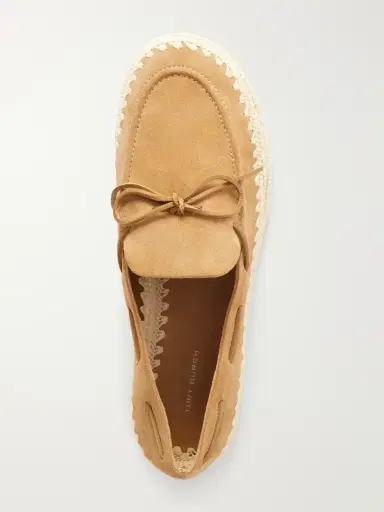 Tory Burch The Raffia Boaty Bow-detail Raffia-trimmed Suede Loafers | Thumbnail 6