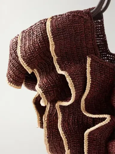 Zimmermann Goldentime Ruffled Leather-trimmed Raffia Medium Tote | Thumbnail 5