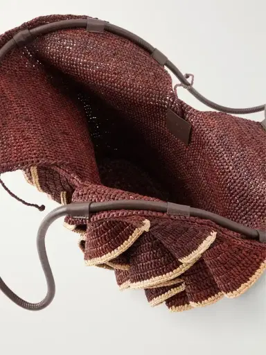 Zimmermann Goldentime Ruffled Leather-trimmed Raffia Medium Tote | Thumbnail 6