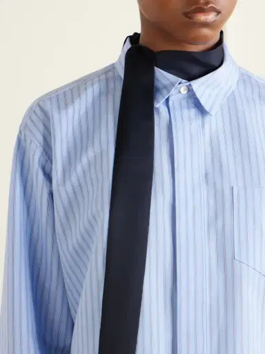 Sacai Scarf-detailed Striped Cotton-blend Poplin Mini Dress | Thumbnail 4