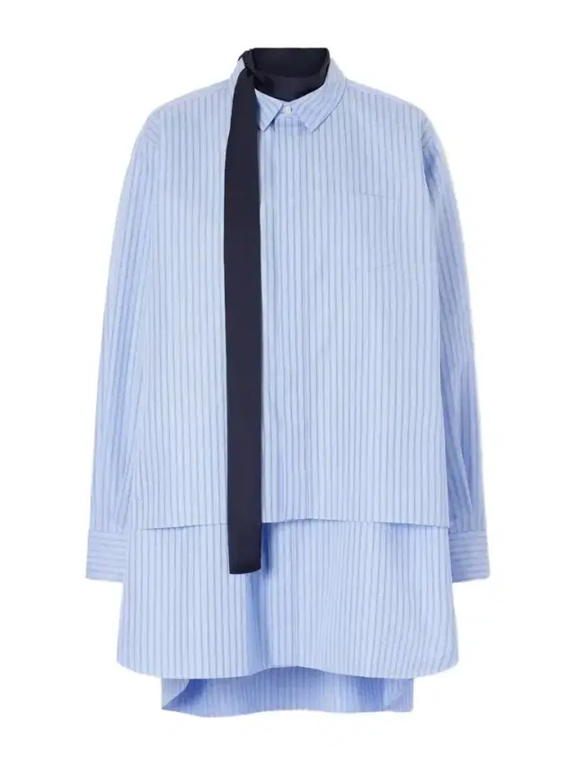 Sacai Scarf-detailed Striped Cotton-blend Poplin Mini Dress