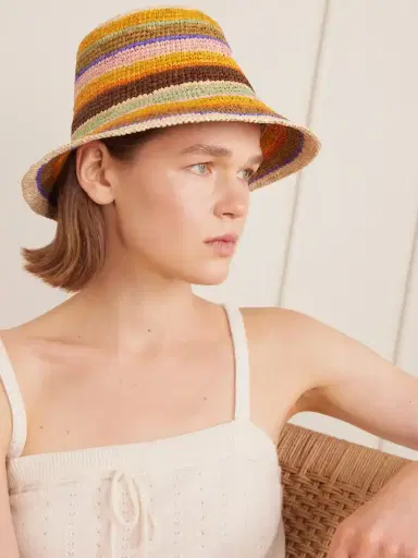Zimmermann Striped Raffia Bucket Hat | Thumbnail 2 Zimmermann Striped Raffia Bucket Hat | Thumbnail 2