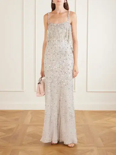 Jenny Packham Iris Embellished Cape-effect Georgette Gown | Thumbnail 2