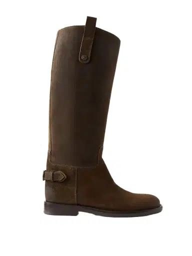 Burberry Buckled Suede Knee Boots | Thumbnail 1 Burberry Buckled Suede Knee Boots | Thumbnail 1