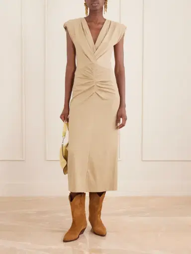 Isabel Marant Nadra Gathered Cotton Midi Dress | Thumbnail 2 Isabel Marant Nadra Gathered Cotton Midi Dress | Thumbnail 2