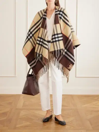 Burberry Fringed Checked Cashmere And Wool-blend Cape | Thumbnail 2 Burberry Fringed Checked Cashmere And Wool-blend Cape | Thumbnail 2