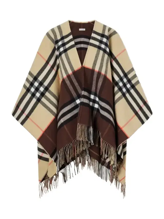 Burberry Fringed Checked Cashmere And Wool-blend Cape