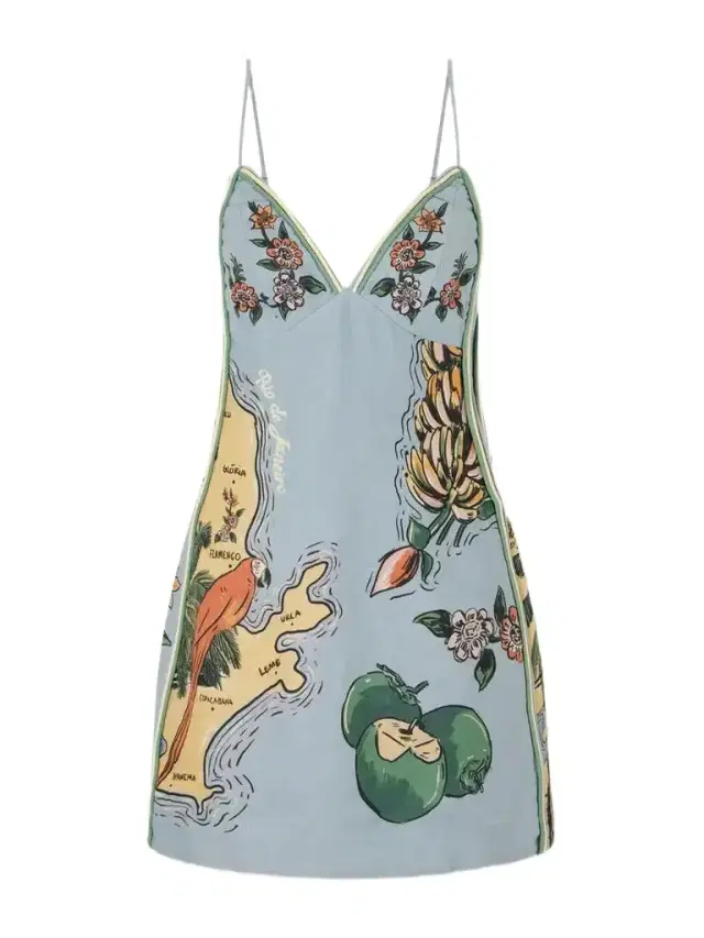 Farm Rio Beaches Path Printed Linen Mini Dress