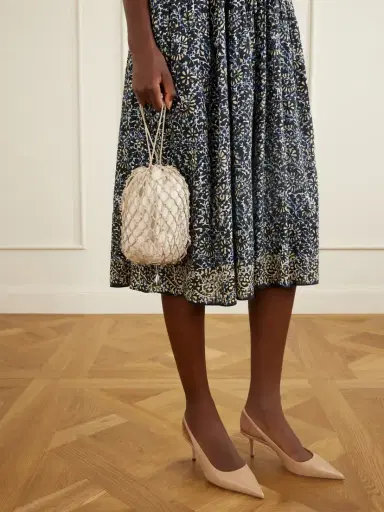 Savette Macrame Bead-embellished Canvas-trimmed Leather Clutch | Thumbnail 2