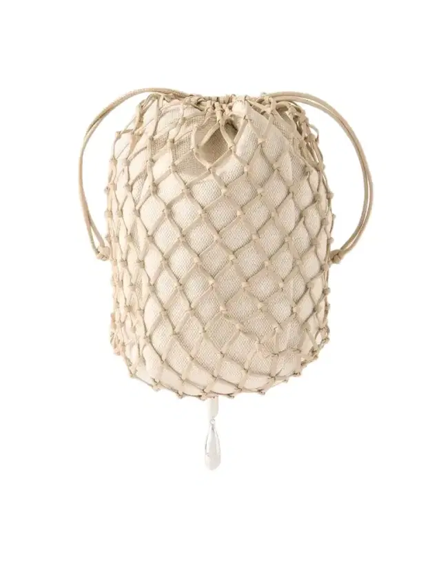 Savette Macrame Bead-embellished Canvas-trimmed Leather Clutch