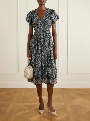 Ulla Johnson Lyria Gathered Printed Cotton-blend Midi Dress | Thumbnail 2 Ulla Johnson Lyria Gathered Printed Cotton-blend Midi Dress | Thumbnail 2