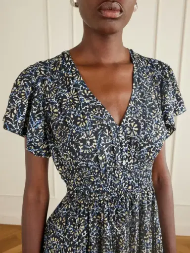 Ulla Johnson Lyria Gathered Printed Cotton-blend Midi Dress | Thumbnail 4 Ulla Johnson Lyria Gathered Printed Cotton-blend Midi Dress | Thumbnail 4
