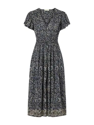Ulla Johnson Lyria Gathered Printed Cotton-blend Midi Dress | Thumbnail 1 Ulla Johnson Lyria Gathered Printed Cotton-blend Midi Dress | Thumbnail 1