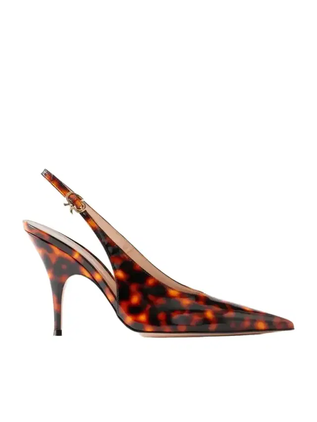 Gianvito Rossi Sofia Sling 95 Animal-printed Patent-leather Pumps