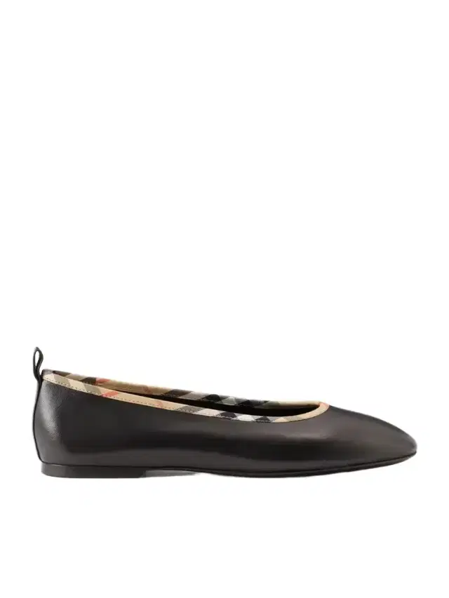 Burberry Check-trimmed Leather Ballet Flats