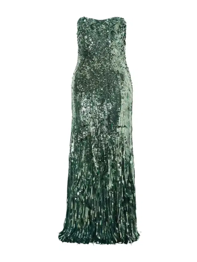 Jenny Packham Kimi Frayed Sequined Tulle Gown