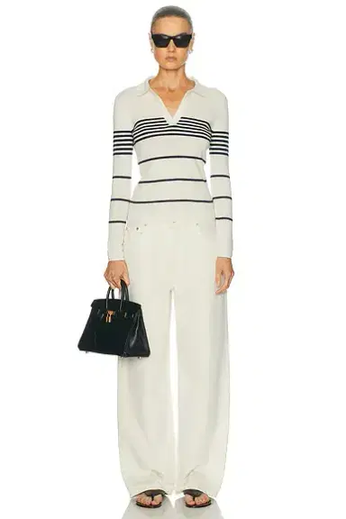 NILI LOTAN Lucille Multi Stripe Polo Sweater | Thumbnail 4