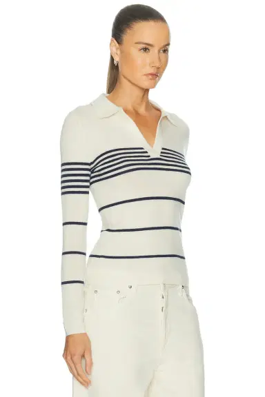NILI LOTAN Lucille Multi Stripe Polo Sweater | Thumbnail 6