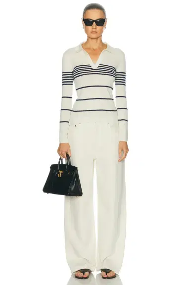 NILI LOTAN Lucille Multi Stripe Polo Sweater | Thumbnail 8