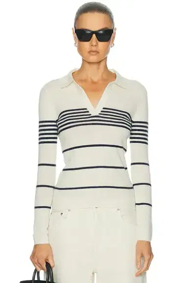 NILI LOTAN Lucille Multi Stripe Polo Sweater | Thumbnail 1