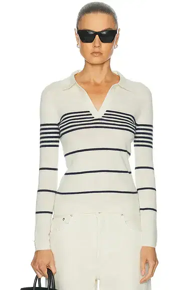 NILI LOTAN Lucille Multi Stripe Polo Sweater