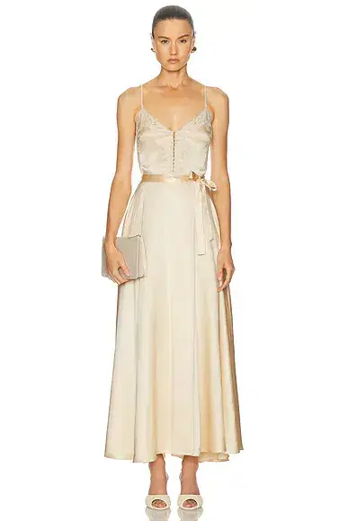Mirror Palais Lace Silk Midi Dress