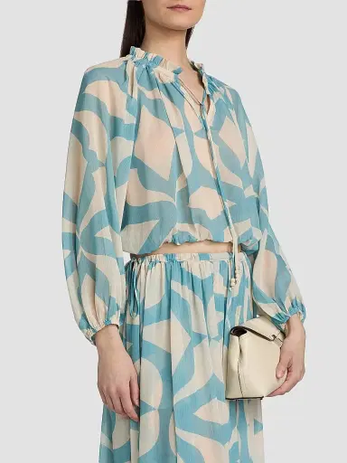MISA Los Angeles Women's Alene Printed Bubble-Hem Top - Mosaic Sky | Thumbnail 4