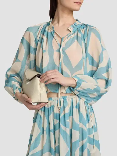MISA Los Angeles Women's Alene Printed Bubble-Hem Top - Mosaic Sky | Thumbnail 6