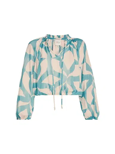 MISA Los Angeles Women's Alene Printed Bubble-Hem Top - Mosaic Sky | Thumbnail 1